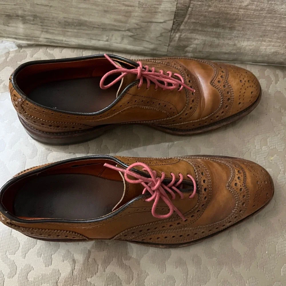 Allen Edmonds McAllister Wingtip Oxford Walnut Leather Mens 7.5 B Dress Shoes